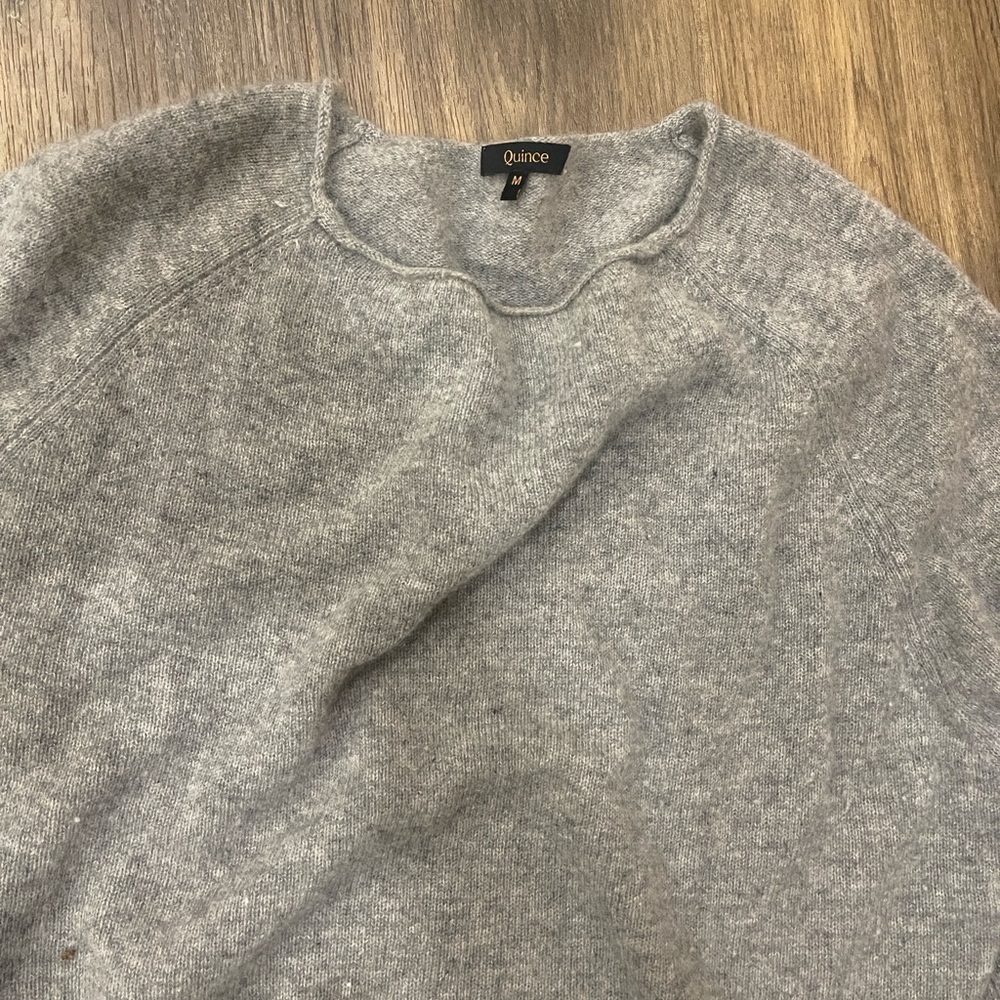 Quince Women's Heather Gray Crew Neck Sweater - Picture 6 of 8